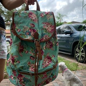 Teal Floral Bookbag